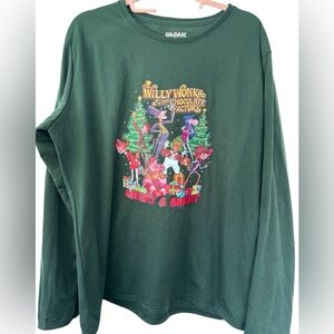Gildan Green Willy Wonka Christmas Long Sleeve Shirt